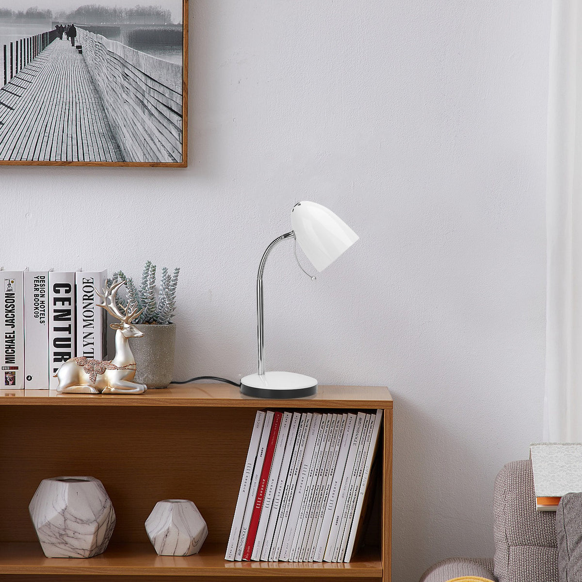 Lampada Da Tavolo Aigostar Flex per lampadine E27 Bianca