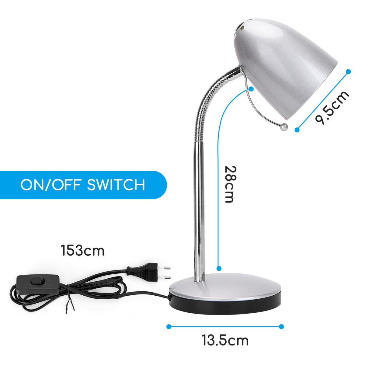 Lampada Da Tavolo Aigostar Flex per lampadine E27 Silver