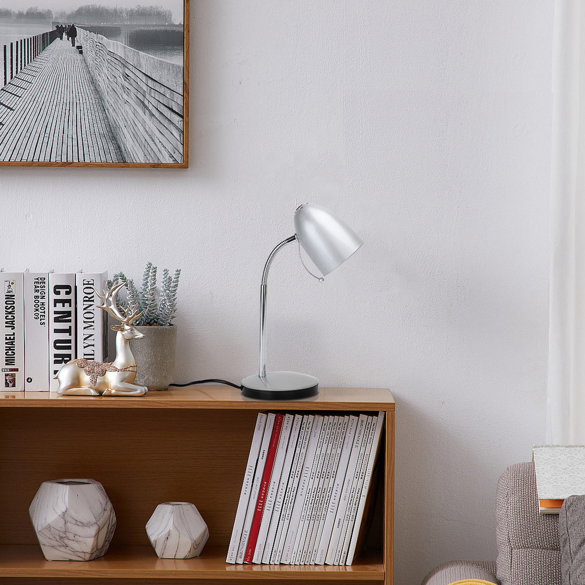 Lampada Da Tavolo Aigostar Flex per lampadine E27 Silver