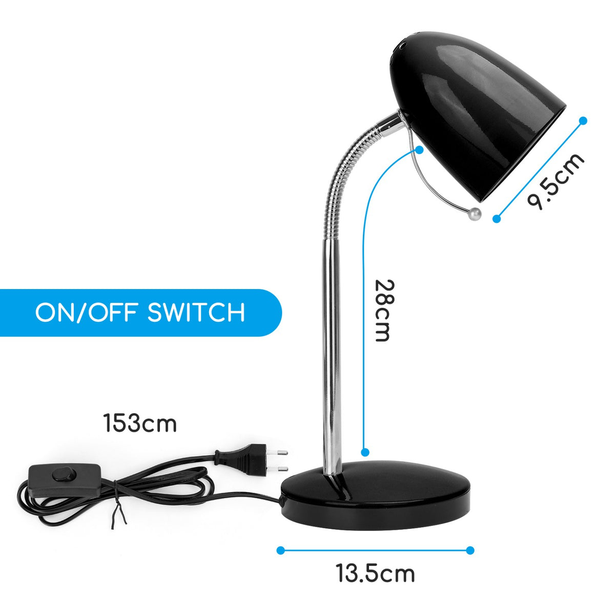 Lampada Da Tavolo Aigostar Flex per lampadine E27 Nera