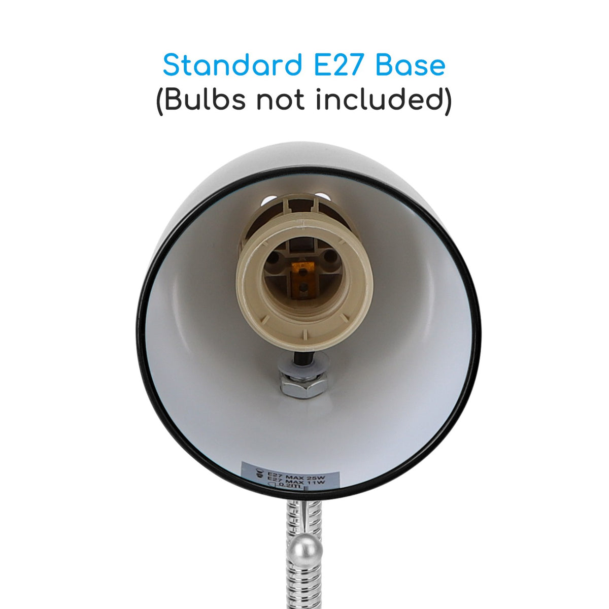 Lampada Da Tavolo Nera Per Lampadine Led E27 Con Clip Aigostar