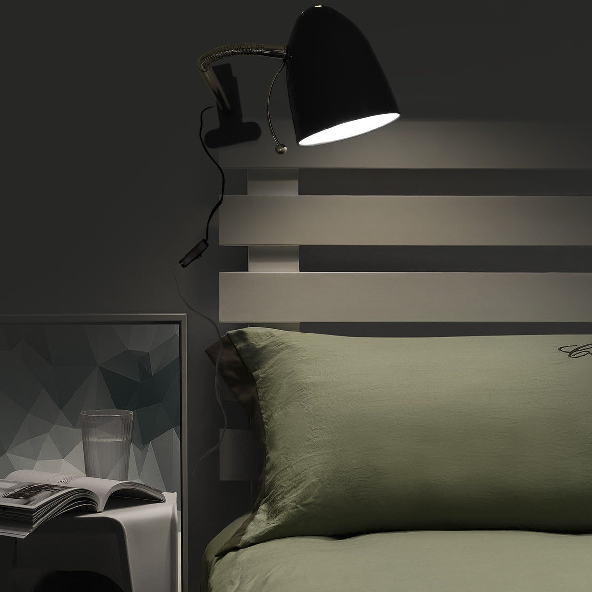 Lampada Da Tavolo Nera Per Lampadine Led E27 Con Clip Aigostar