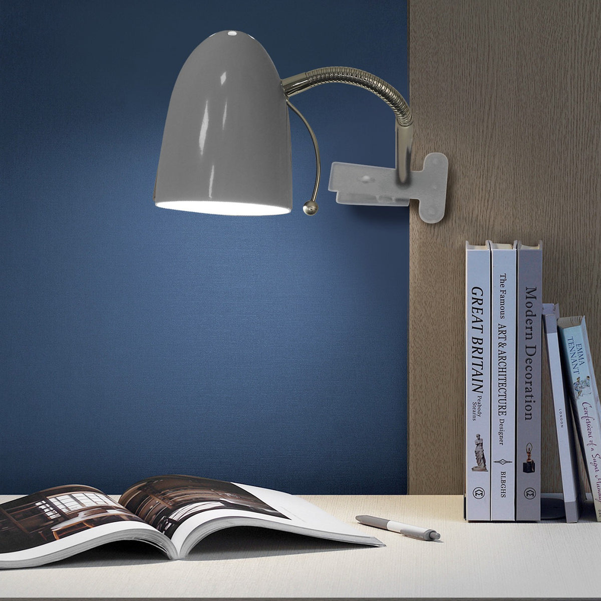 Lampada Da Tavolo Bianca Per Lampadine Led E27 Con Clip Aigostar
