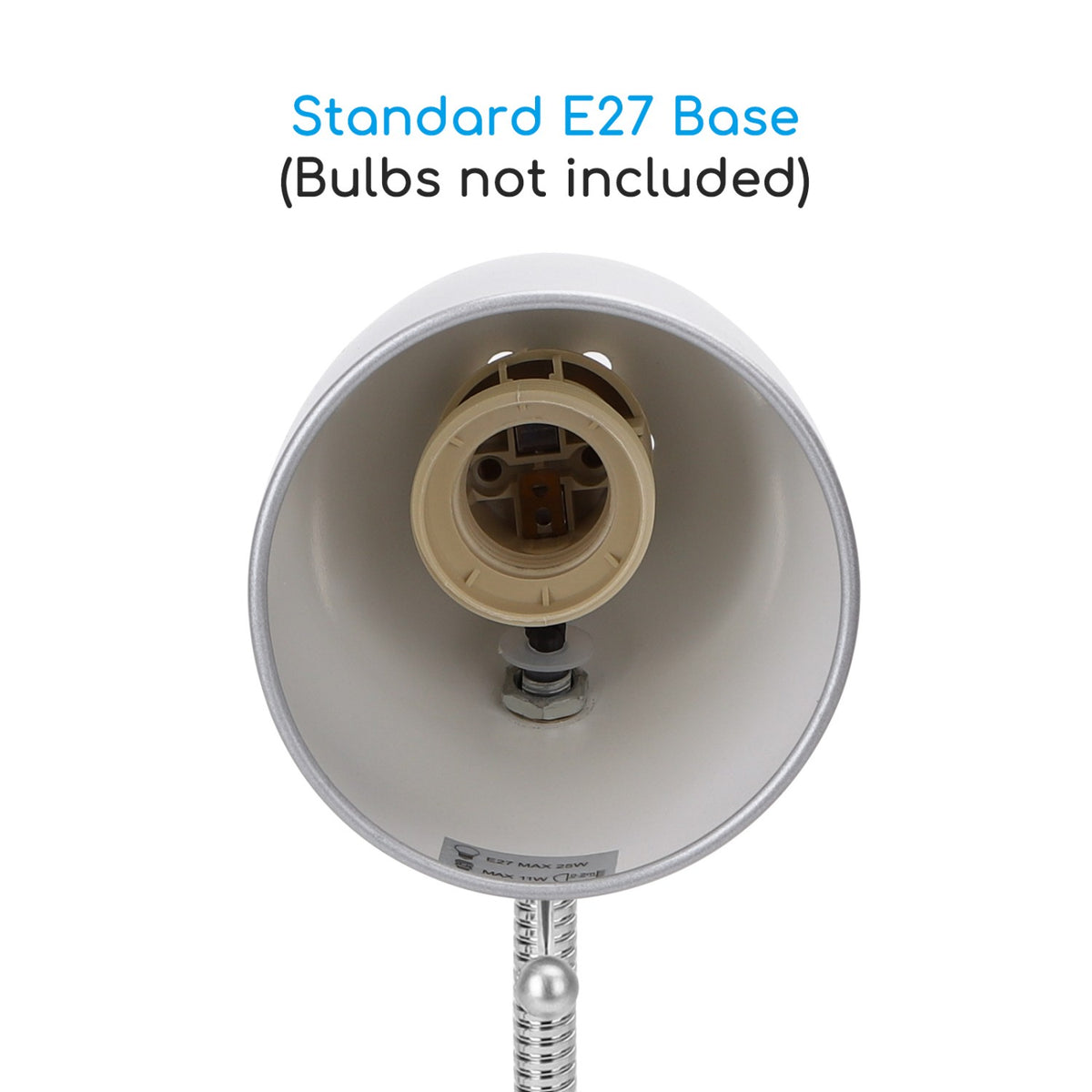 Lampada Da Tavolo Argento Per Lampadine Led E27 Con Clip Aigostar