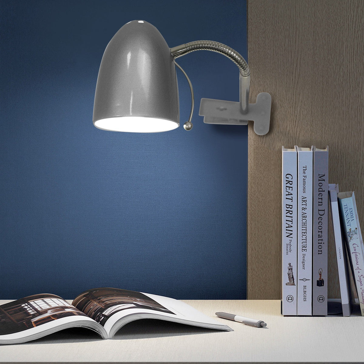 Lampada Da Tavolo Argento Per Lampadine Led E27 Con Clip Aigostar