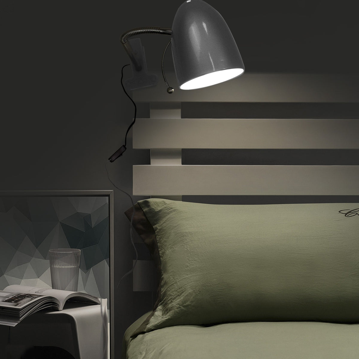 Lampada Da Tavolo Argento Per Lampadine Led E27 Con Clip Aigostar