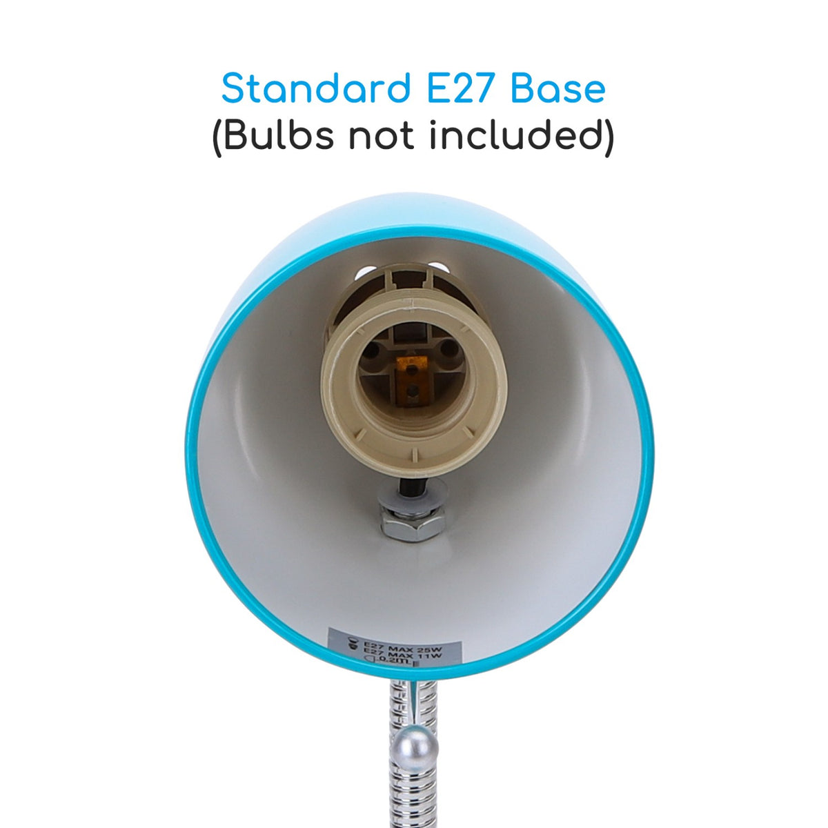Lampada Da Tavolo Blu Per Lampadine Led E27 Con Clip Aigostar