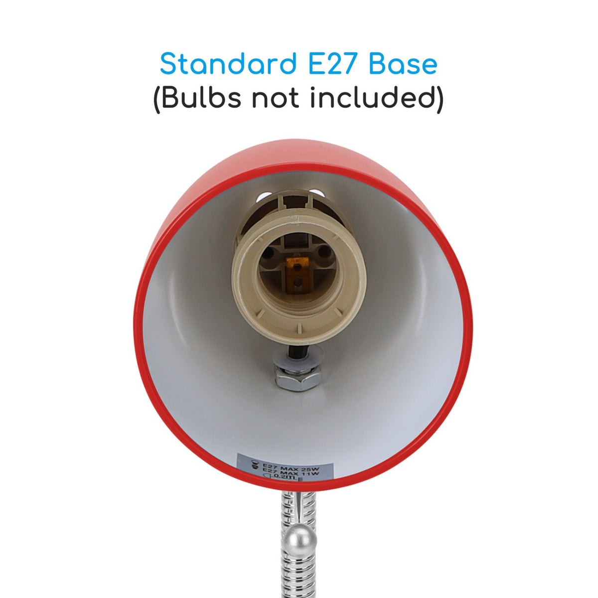 Lampada Da Tavolo Rossa Per Lampadine Led E27 Con Clip Aigostar