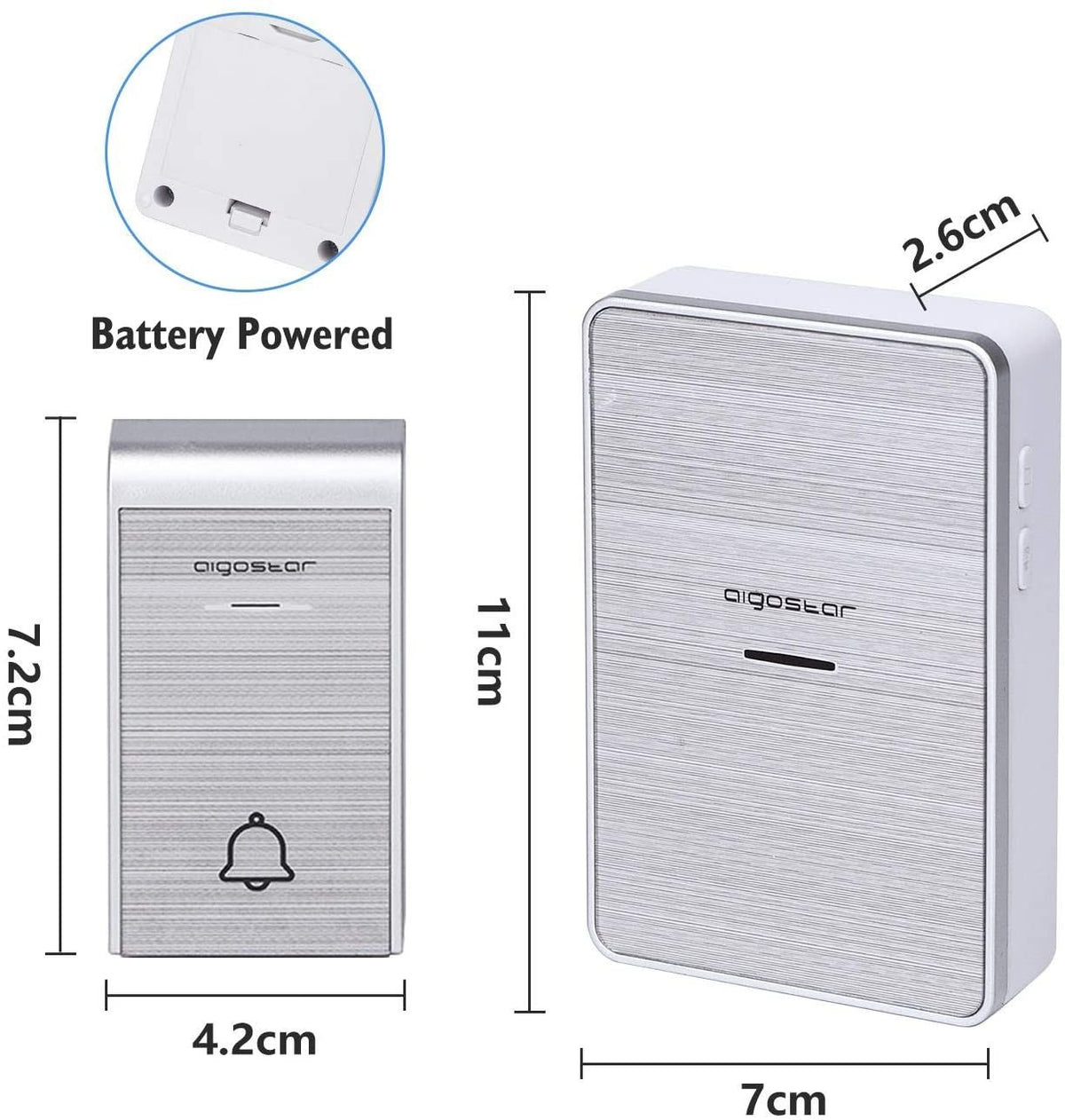 Campanello Senza Fili Wireless Impermeabile IP44 da Esterno Aigostar