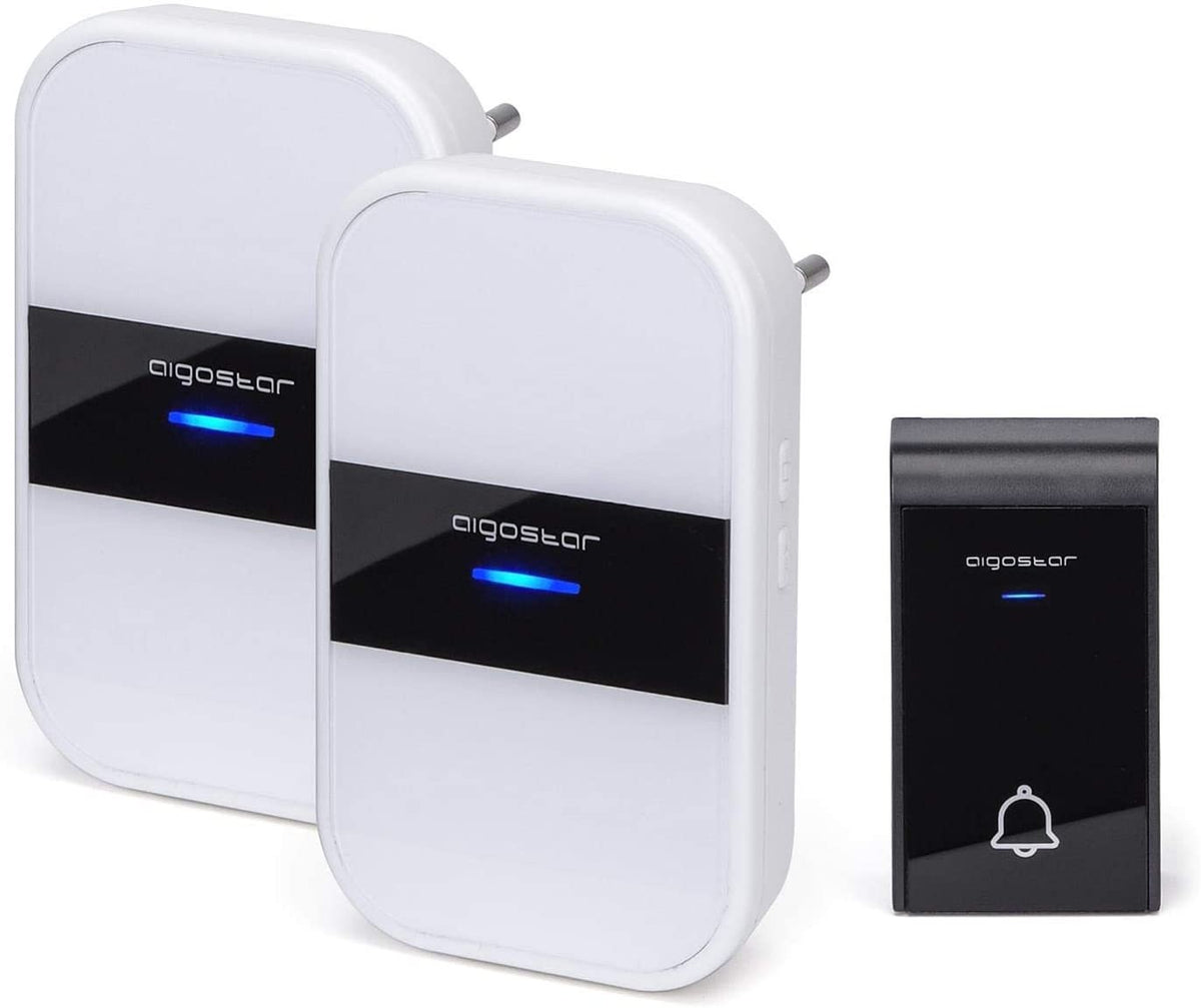 Campanello Senza Fili Wireless Impermeabile IP44 da Esterno Aigostar Bianco Nero
