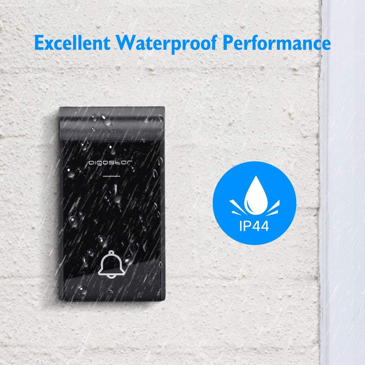 Campanello Senza Fili Wireless Impermeabile IP44 da Esterno Aigostar Bianco Nero