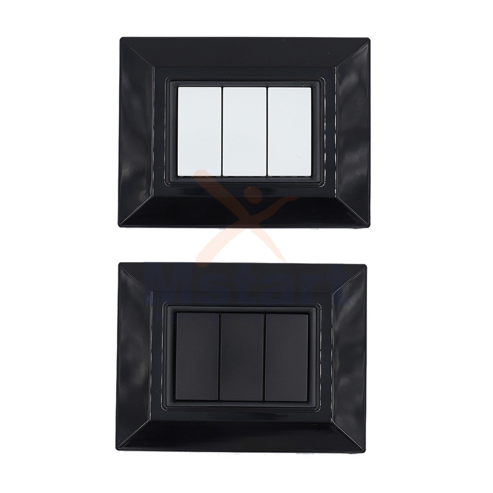 Placca Compatibile Vimar Eikon Nera 3, 4, 7 Posti