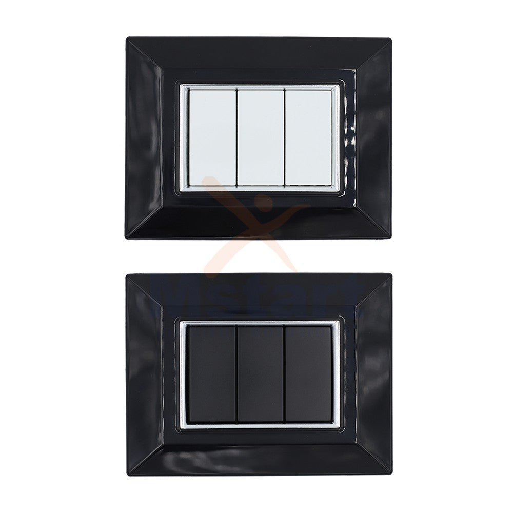 Placca Compatibile Vimar Eikon Nera 3, 4, 7 Posti