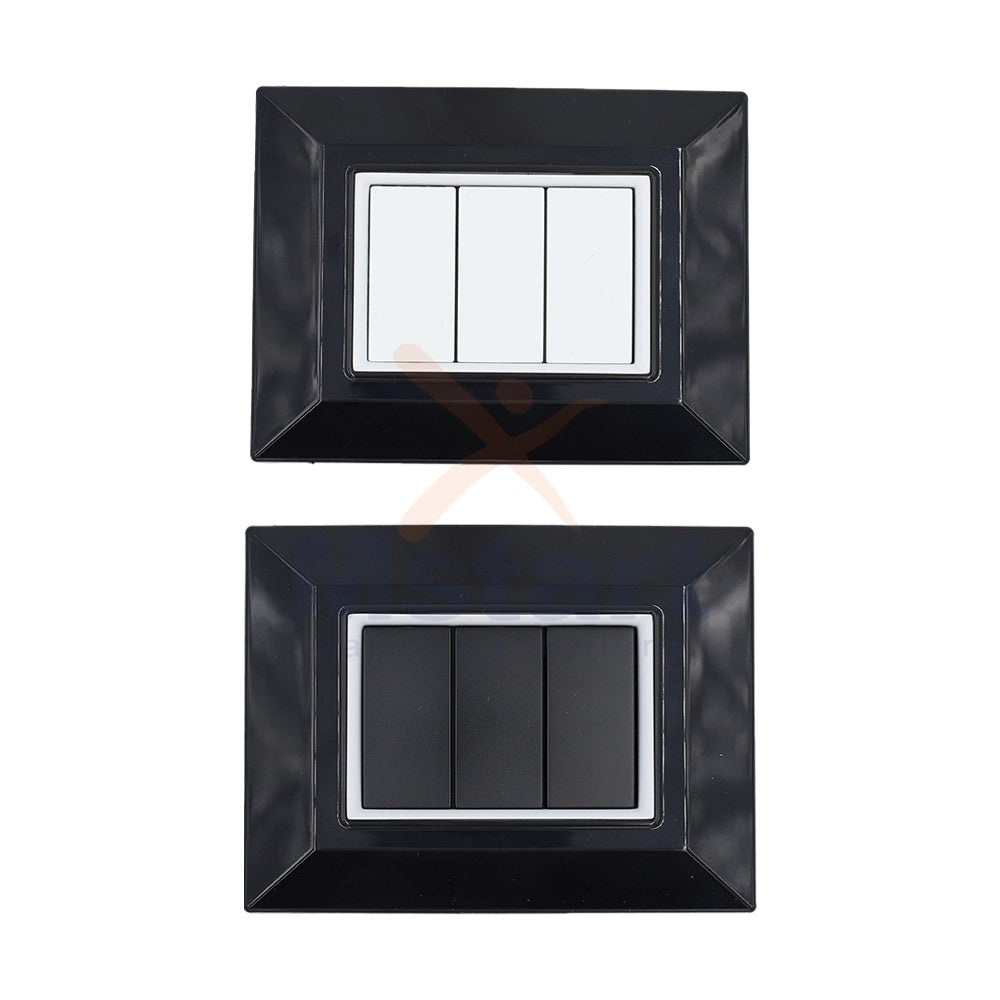 Placca Compatibile Vimar Eikon Evo Nera 3, 4, 7 Posti