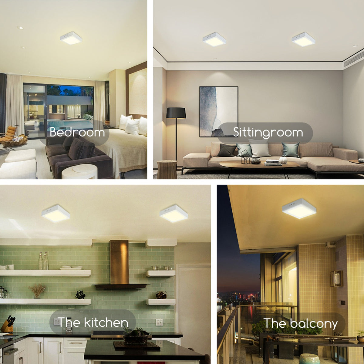 Plafoniera Led 18W Bianca Applique Quadrato Bianco Freddo 6500K