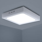 Plafoniera Led 12W Bianca Applique Quadrato Bianco Freddo 6500K