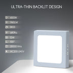 Plafoniera Led 12W Bianca Applique Quadrato Bianco Freddo 6500K