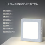 Plafoniera Led 12W Bianca Applique Quadrato Bianco Neutro 4000K