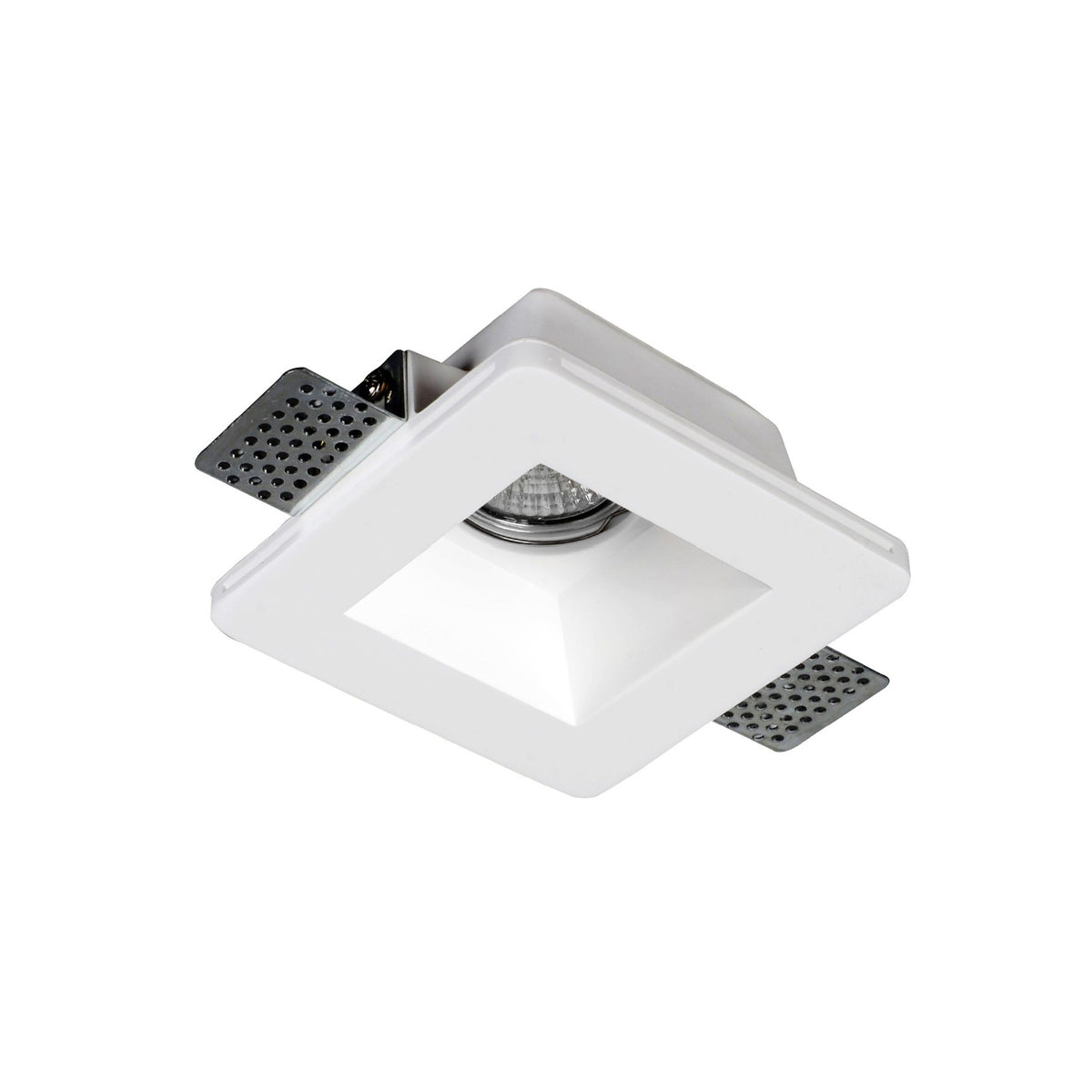 KIT 30 Portafaretti Gesso Ceramico Quadrato da Incasso + 30 Lampadine GU10