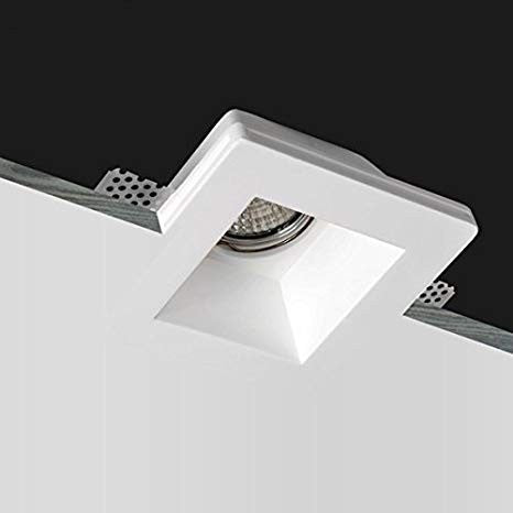 KIT 30 Portafaretti Gesso Ceramico Quadrato da Incasso + 30 Lampadine GU10