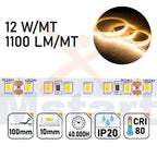 Striscia LED 60W IP20 2835 24V 12W/m 120led/m Luce 3000K CRI 80