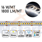 Striscia LED 80W 2835 16W/mt Luce 6500K 24V IP20 240led/mt CRI 80