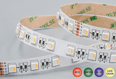 Striscia LED 24V 14W/Mt RGB+W 5MT 300 SMD 5050 Da Interno IP20
