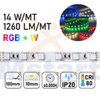 Striscia LED 24V 14W/Mt RGB+W 5MT 300 SMD 5050 Da Interno IP20