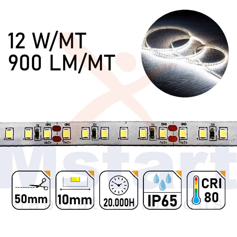 Striscia LED 5m IP65 SILICON 2835 24V - 12W/m 120led/m 6500K