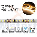 Striscia Led 12W/MT 24V PCB 10mm 600 Led SMD 2835 IP65 3000K 5MT