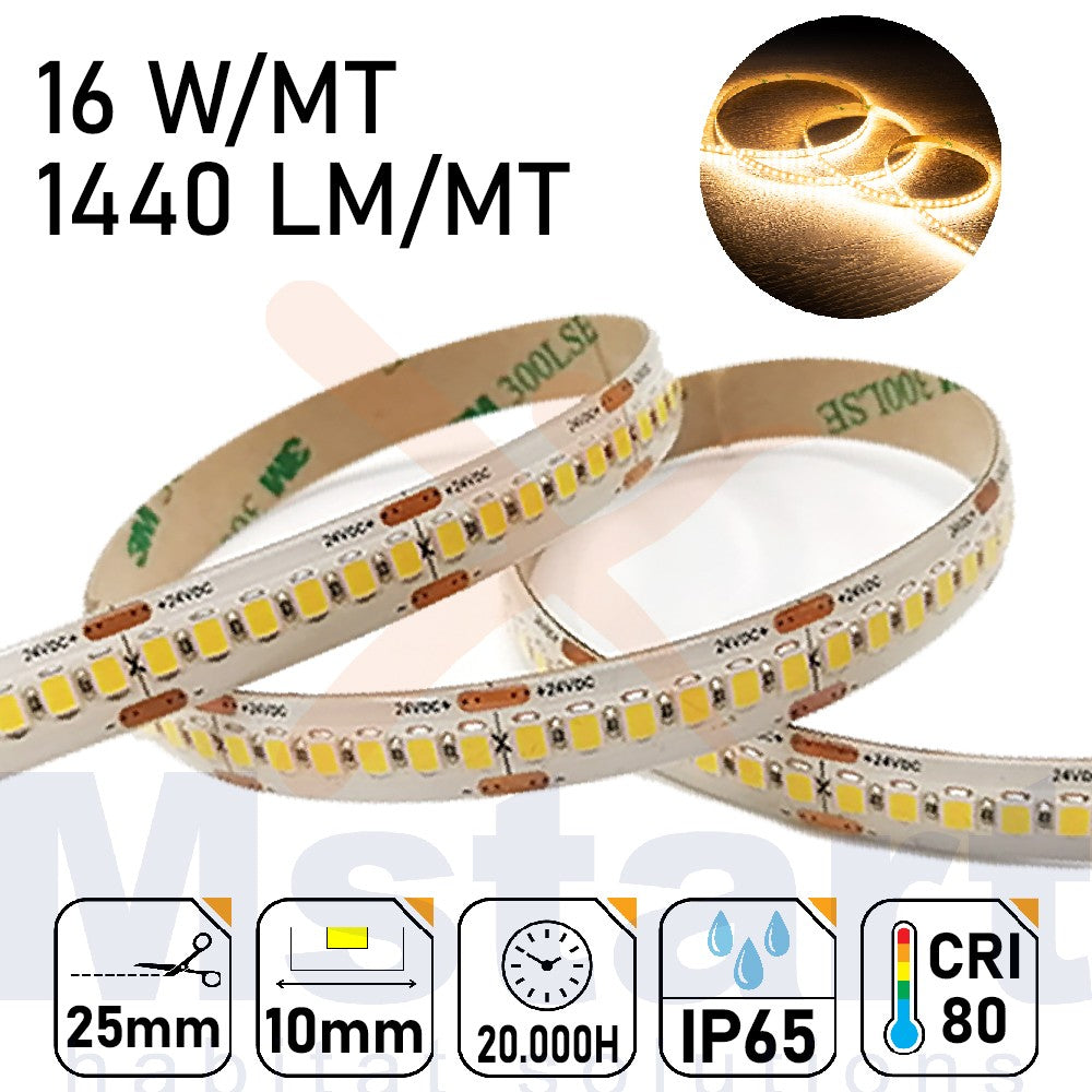 Striscia LED 5m IP65 SILICON 2835 24V - 16W/m 240led/m 3000K
