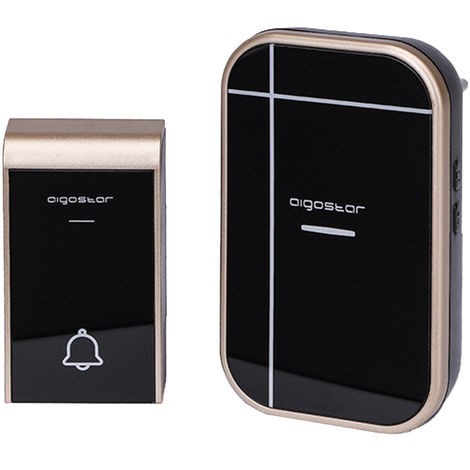 CAMPANELLO SENZA FILI WIRELESS DIGITALE IP44 PORTE CASA UFFICIO AIGOSTAR NERO-ORO