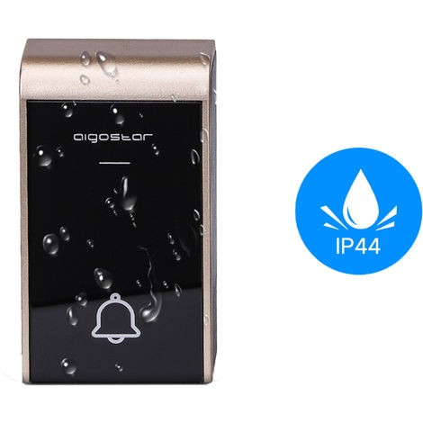 CAMPANELLO SENZA FILI WIRELESS DIGITALE IP44 PORTE CASA UFFICIO AIGOSTAR NERO-ORO
