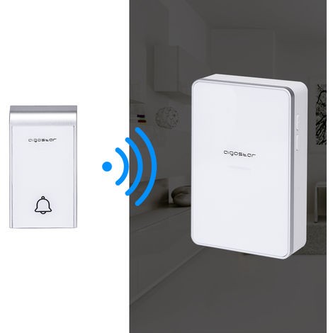 CAMPANELLO SENZA FILI A BATTERIE WIRELESS DIGITALE IP44 PORTE CASA UFFICIO PORTA 150M AIGOSTAR BIANCO-SILVER
