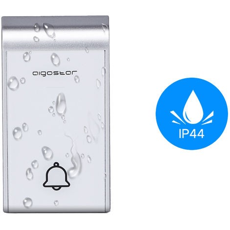 CAMPANELLO SENZA FILI A BATTERIE WIRELESS DIGITALE IP44 PORTE CASA UFFICIO PORTA 150M AIGOSTAR BIANCO-SILVER