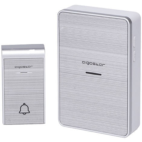 CAMPANELLO SENZA FILI A BATTERIE WIRELESS DIGITALE IP44 PORTE CASA UFFICIO PORTA 150M AIGOSTAR SILVER