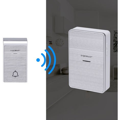 CAMPANELLO SENZA FILI A BATTERIE WIRELESS DIGITALE IP44 PORTE CASA UFFICIO PORTA 150M AIGOSTAR SILVER