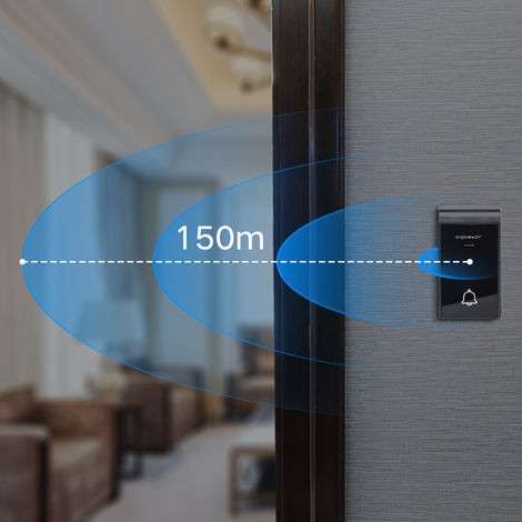 CAMPANELLO SENZA FILI A BATTERIE WIRELESS DIGITALE IP44 PORTE CASA UFFICIO PORTA 150M AIGOSTAR BIANCO