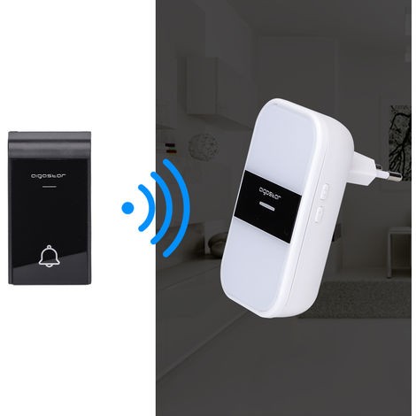 CAMPANELLO SENZA FILI WIRELESS DIGITALE IP44 PORTE CASA UFFICIO AIGOSTAR BIANCO