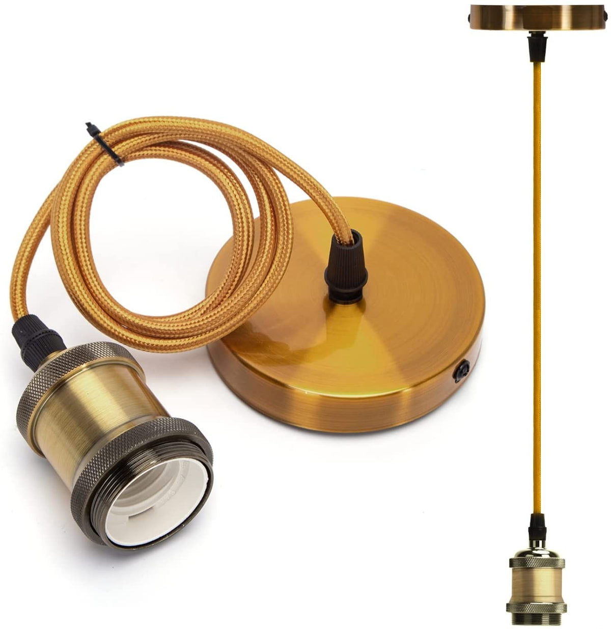 Portalampada Pendente Pendel E27 max 60W in Metallo Oro