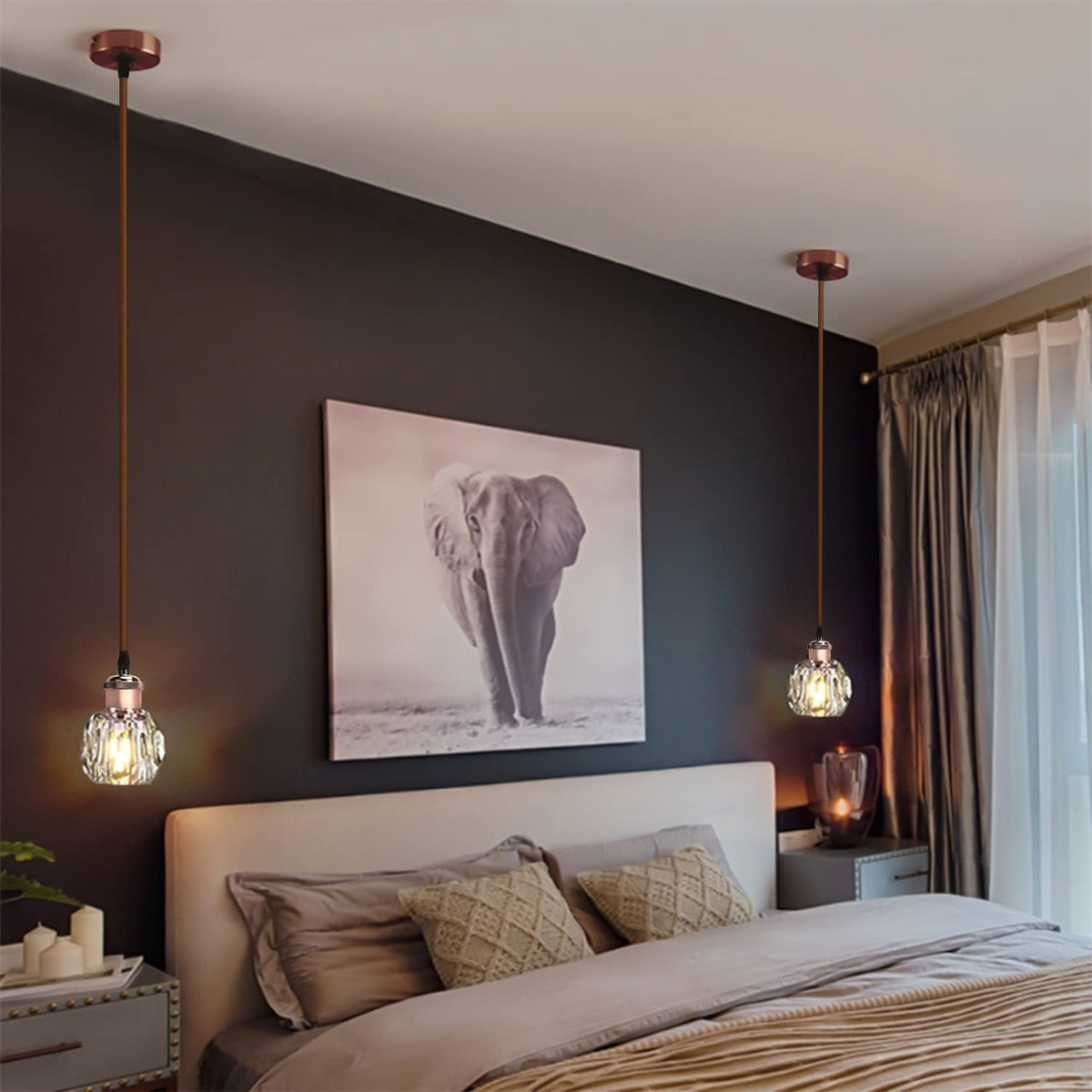 Portalampada Pendente Pendel E27 max 60W in Metallo Bronzo