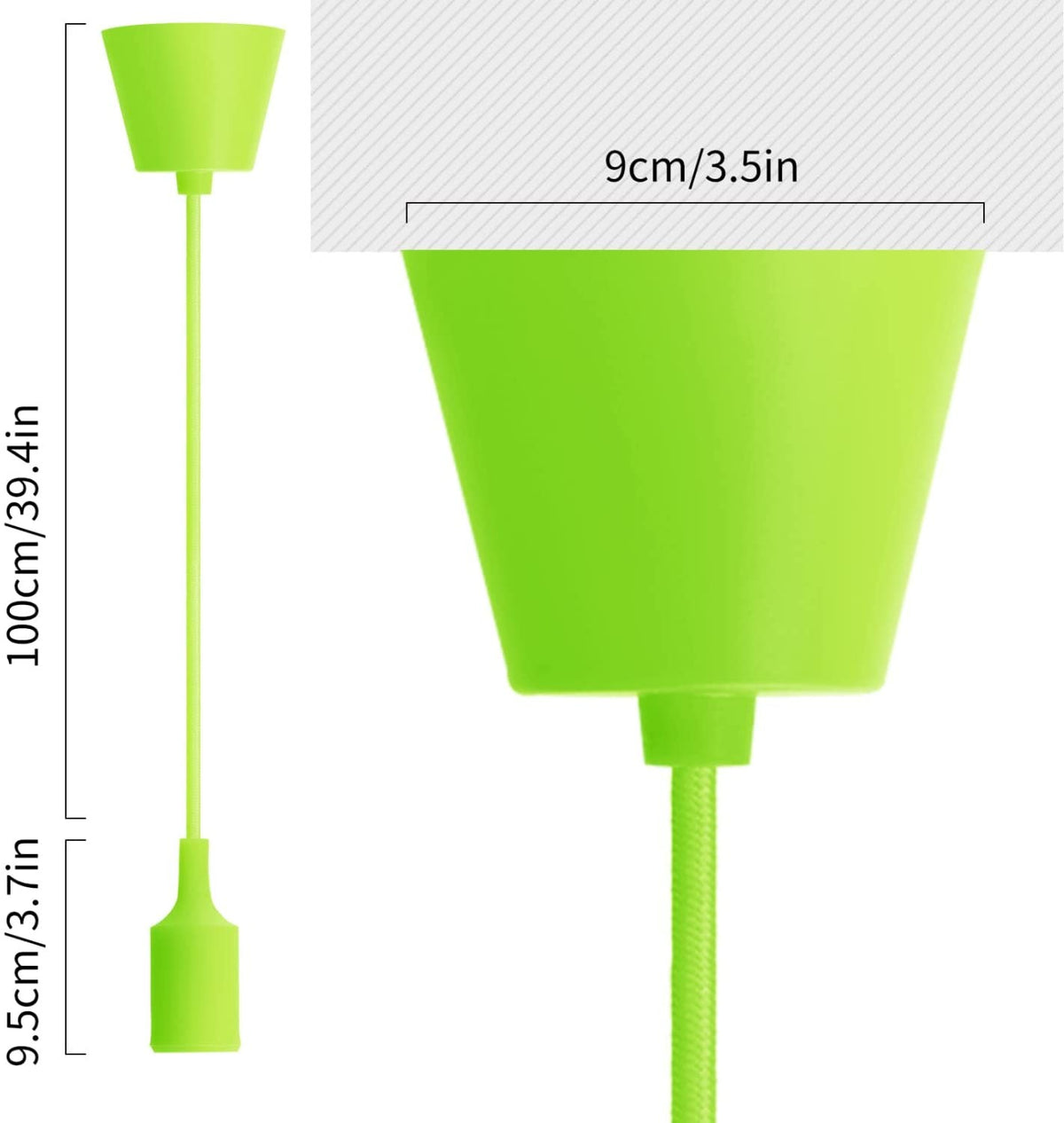Portalampada Pendente Pendel E27 max 60W in Plastica Verde