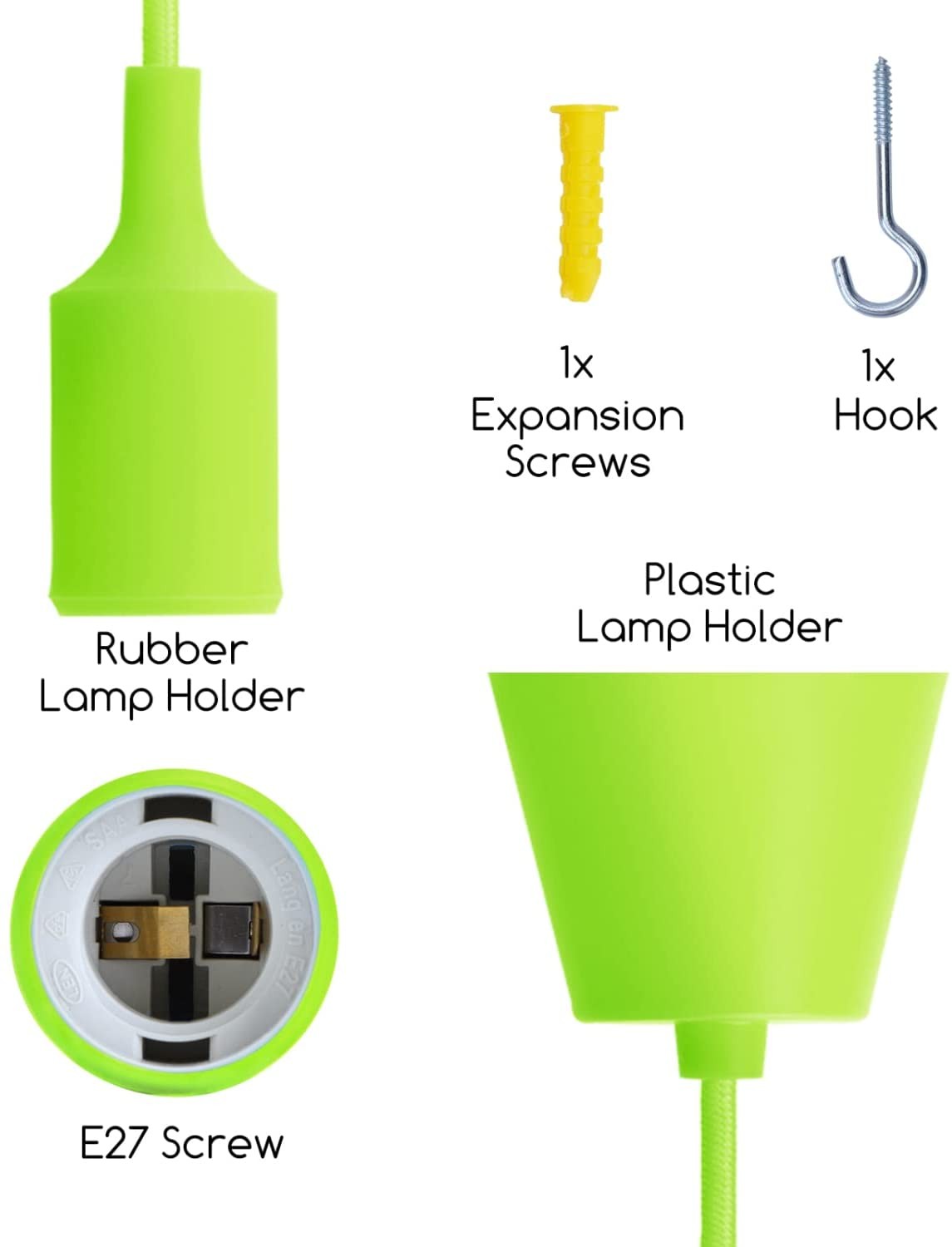 Portalampada Pendente Pendel E27 max 60W in Plastica Verde