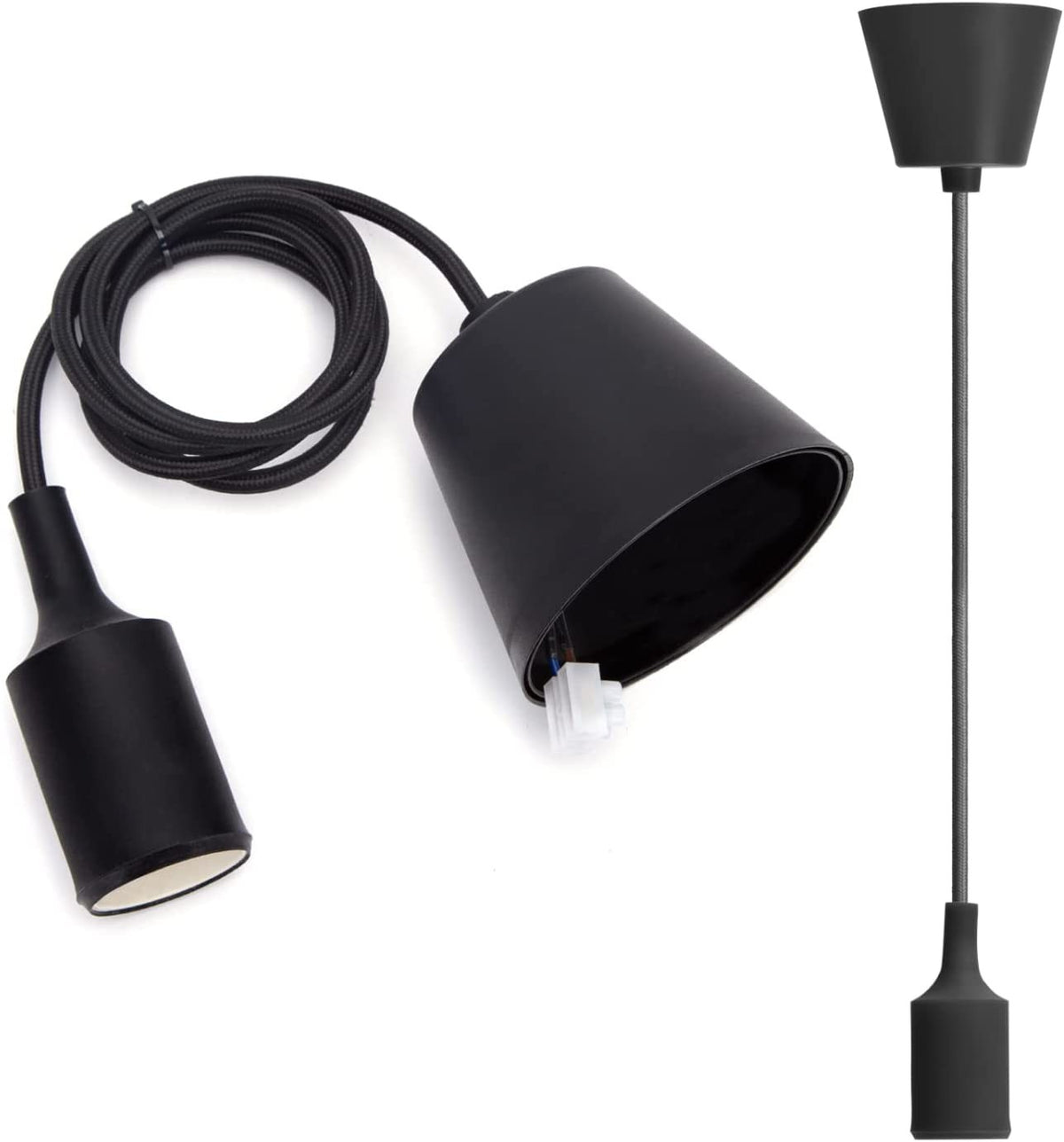 Portalampada Pendente Pendel E27 max 60W in Plastica Nero