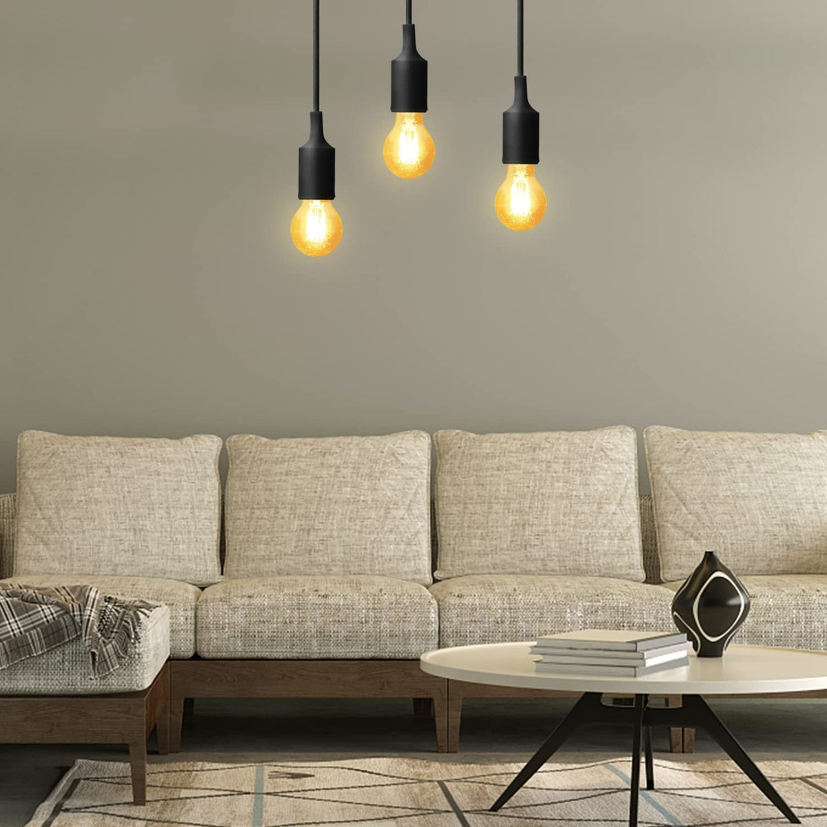Portalampada Pendente Pendel E27 max 60W in Plastica Nero