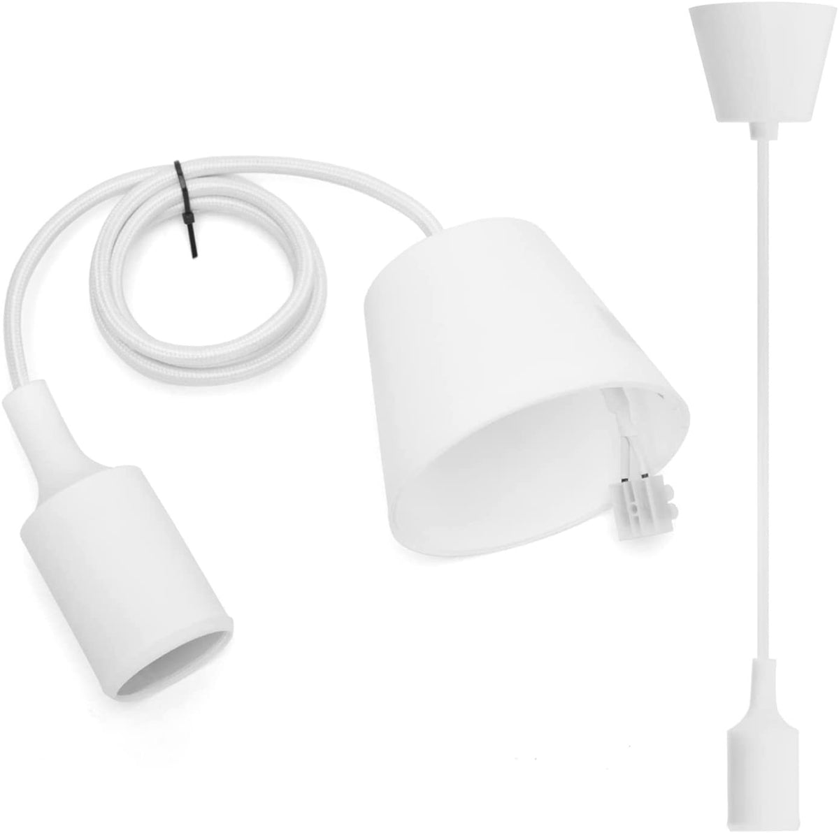 Portalampada Pendente Pendel E27 max 60W in Plastica Bianco