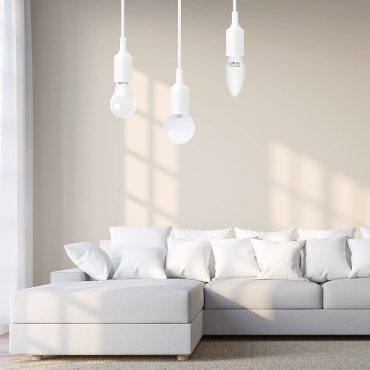 Portalampada Pendente Pendel E27 max 60W in Plastica Bianco