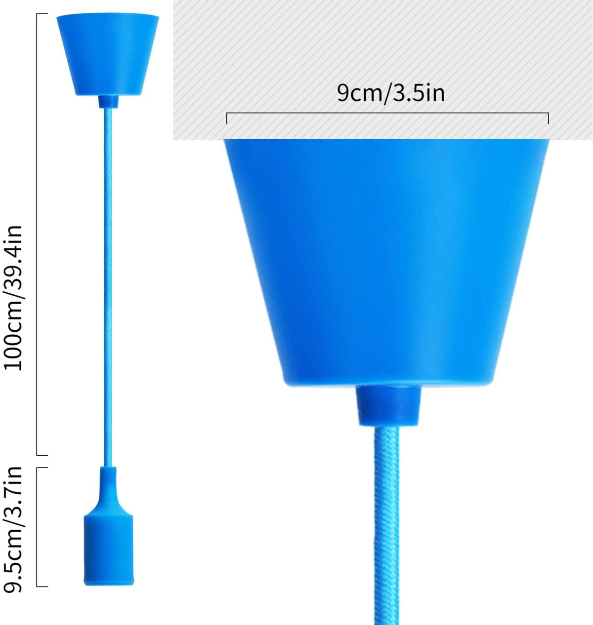 Portalampada Pendente Pendel E27 max 60W in Plastica Blu
