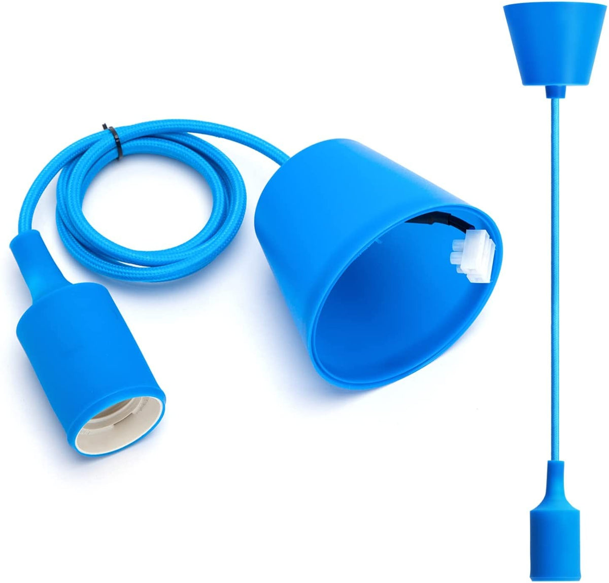 Portalampada Pendente Pendel E27 max 60W in Plastica Blu