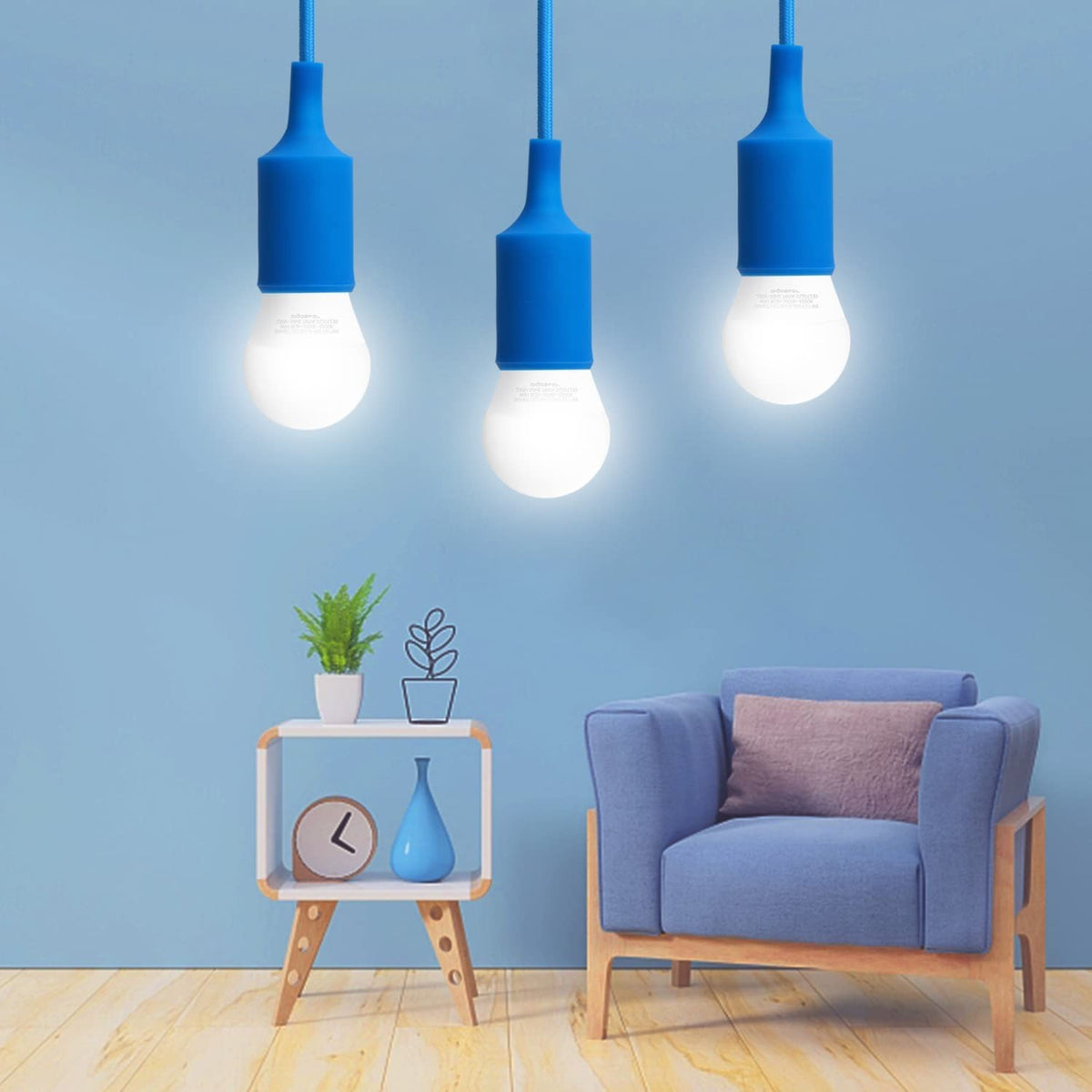 Portalampada Pendente Pendel E27 max 60W in Plastica Blu